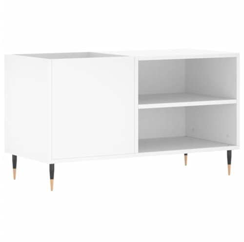 vidaXL Armoire à Disques, Support de Tourne-Disque, Armoire Latérale avec Rangement, Buffet de Salon, Moderne, Blanc Bois d'Ingénierie