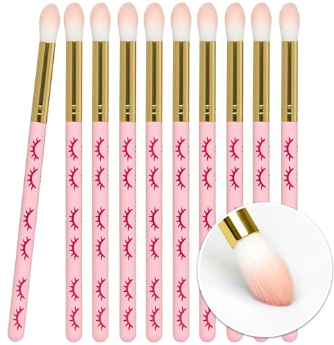 LLBA Lash Shampoo Brushes Set, Eyelash Cleansing Brush For Cleansing Eyelash Extension, Soft and Comfortable Facial Makeup Remover Tools (Pink, Pack of 10)
