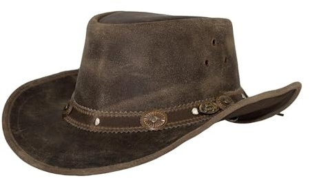 Black Jungle Sombrero de Cuero Reedley - Sombrero clásico del Oeste, Sombrero de Vaquero.., Charcoal, M…
