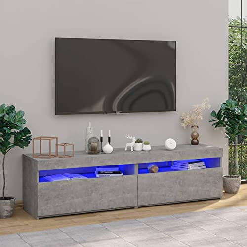 ShGaxin TV-möbler med lampor2 enheter, vardagsrumsmöbler, TV-skåp, TV-bord, TV-bord, TV-skåp, TV-skåp, TV-skåp, betonggrå 75 x 35 x 40 cm