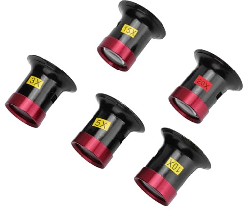 5 Pcs Jewelers Loupe, 10x Loupe Watch Loupe Portable Monocular Magnif Quality Glass Lens for Clarity The Jewelers Magnif Ier Magnifying Glass Eye Loops Magnifier Aluminum Alloy Wat