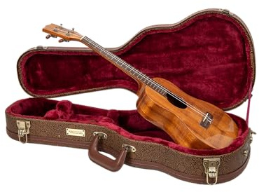 Crossrock Wooden Tenor Ukulele Case for 27'' Large Body | Blossom Brown Faux Leather, Stainless Steel, Latches, Storage Compartment – Designer Series (CRW530TUBQ)