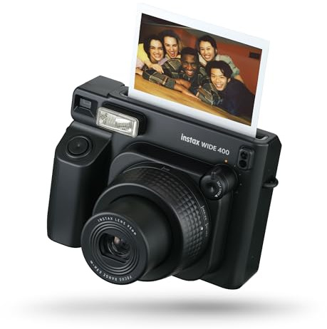 instax Wide 400. Cámara instantánea con autoexposición y Control del Flash. Utiliza película instax Wide Que se Vende por Separado. Color Negro