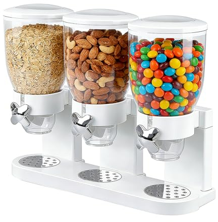 LUPATDY 3 Contenedor Dispensadores de Cereales de 2 L, Organizador de Cocina con Tapa, Dispensador de cereales, granos de café, Secos, Frutos Secos, Blanco