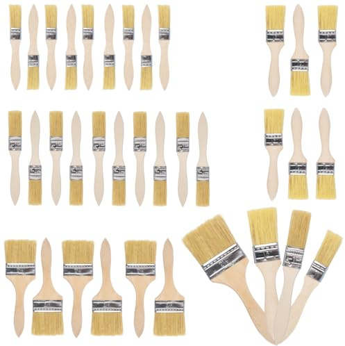 Juego de 30 Brochas Pintura, Set Brochas Pintor de 2,5 cm/ 3,8 cm/ 6,2 cm, Paint Brush con Mango Alargado Reutilizables, Apto para Pintura, Pigmentos, Pintar, Dar Una Mano De Pintura