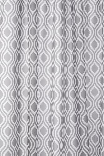 Croydex Grey Medallion Textile Shower Curtain with Hygiene 'N' Clean