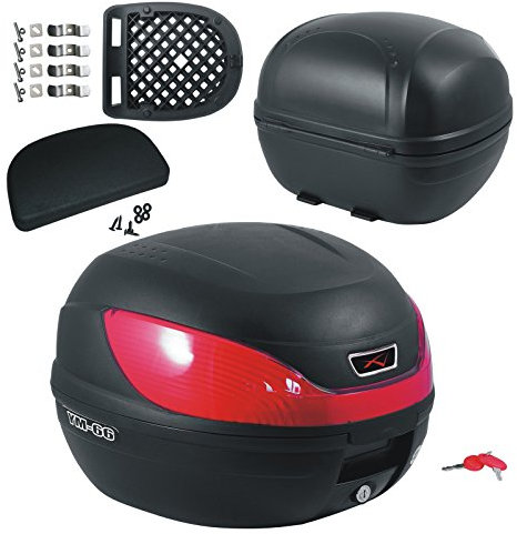 Bauletto Baule con schinale Moto Scooter Piastra Universale 31 Litri Nero Opaco