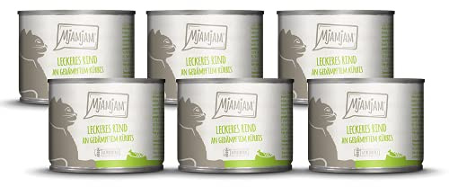 MjAMjAM - cibo umido premium per gatti - delizioso manzo con zucca al vapore, confezione da 6 (6 x 200 g), senza cereali con carne extra