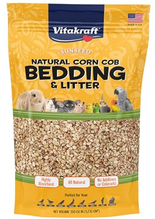 Sunseed Natural Corn Cob Bedding & Litter for Pet Birds and Small Animals – Made in USA – 350 Cubic Inches