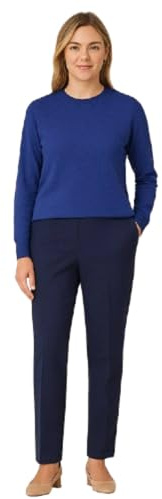 Inspire Me Ladies Womens Half Elasticated Waist Work Trousers Machine Washable Casual Stretch Trousers with Pockets Pants (Navy, 12 W 27 L)
