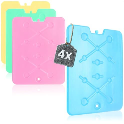 com-four® 4X Pack réfrigérant Extra Plat - Peu encombrant et idéal pour glacière et Sac Isotherme - Grand élément réfrigérant - Pack de Glace (04 pièces - Grand)