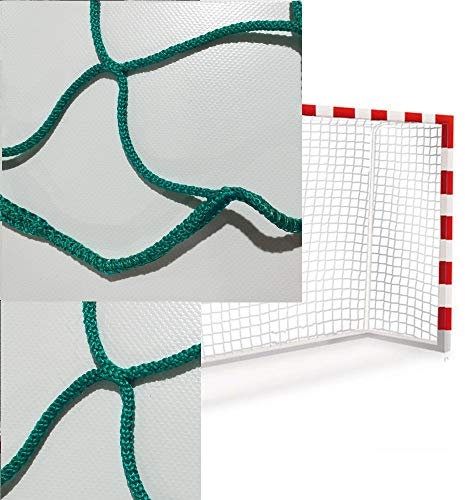 Coppia di Reti per Porte Calcetto e Porta Pallamano. Colore Verde. Regolamentari. qualità Professionale.
