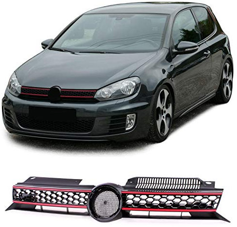 Sport Waben Kühlergrill Schwarz Rot passend für VW Golf 6 auch GTI 08-13