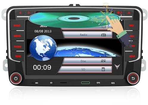 AWESAFE Wince 6.0 Autoradio 2 Din per VW Volkswagen Golf 5 6 Polo Passat Skoda Seat Tiguan, 7 Pollici con GPS Navigatore Car Radio Supporta la funzione Comandi al volante BT CD DVD SD USB RDS