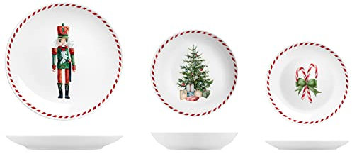 HOME Caja de música - Servicio de mesa Coupe de 18 piezas, porcelana