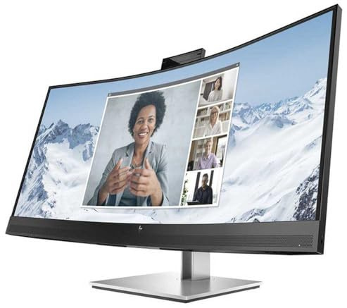 HP E34m G4 34 WQHD (3440 x 1440) Curved USB-C Conferencing Monitor Response Time 5ms 75Hz, HDMI, DisplayPort, USB-C Built-in Speakers, Built-in Camera- 40Z26AA-AG