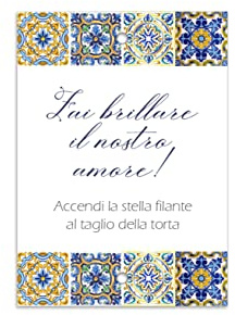 CESANA LIKE PHOTO Scintille Luminose per Matrimonio Siciliano - cartoncini per Stelline Luminose maioliche di Sicilia 40 pz