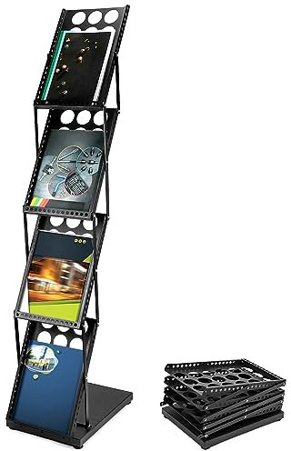 QWORK® A4 prospektständer, flyer aufsteller, faltbar, schwarz