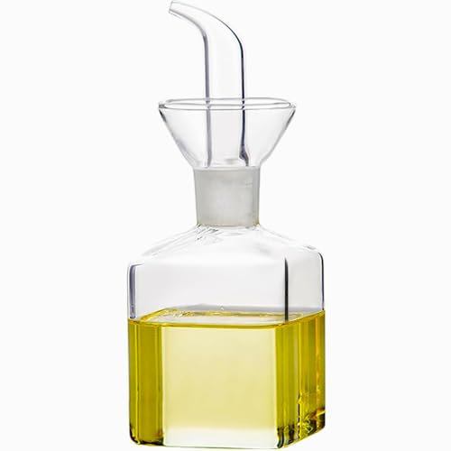JJQHYC Glass Oil Bottle Drizzler, Little Olive Oil Bottle 125 ml Vinegar Bottle, Glass Olive Oil Dispenser for Kitchen and BBQ