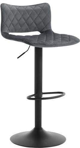 WOLTU Barhocker, Barstuhl, höhenverstellbar, Küchenhocker drehbar, Thekenhocker, Tresenhocker, Design Hocker mit Rückenlehne Fußstütze, gepolstert, Samt, Dunkelgrau, BH392dgr-1