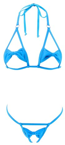 SHERRYLO Micro String Bikini Senza Cavallo Estremo Bikini Sexy Esotico Mini Perizoma Costume Da Bagno Skimpy Costume Da Bagno, 17119-turchese, Taglia Unica