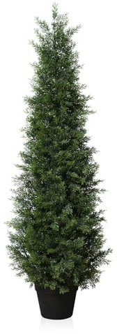 Fopamtri Planta Artificial Grande de Cedro 120cm Plantas Artificiales Decorativas Coníferos con Maceta Protección UV para Hogar Sala Jardín Porche (1 Pieza)