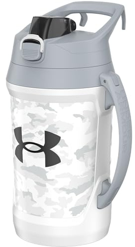 Under Armour Sports Water Jug, 64oz Insulated Water Bottle w/Handle, Half Gallon, Fence Hook, Leak Resistant, Baseball, Football & More