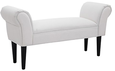 HOMCOM Panca Scarpiera con Braccioli Arrotolati, Panca Imbottita per Ingresso, Bianco, 102x36x51cm