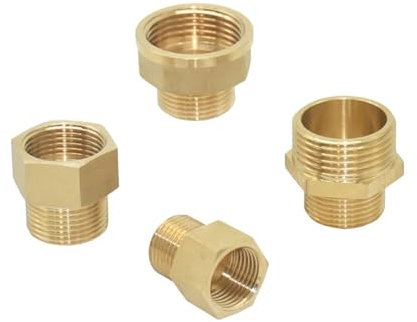 JRXFXEKW Brass Female 1/2 3/4 1 inch Male Threaded Connector Copper Water Pipe Reducing Connector for Home Water Tube Repair Adapter 1Pcs(Rot)