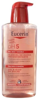Eucerin pH5 Óleogel de Ducha Reconfortante (400 ml), aceite limpiador corporal y facial con aceites naturales, fórmula extrasuave sin jabón, aceite para ducha para piel seca y sensible