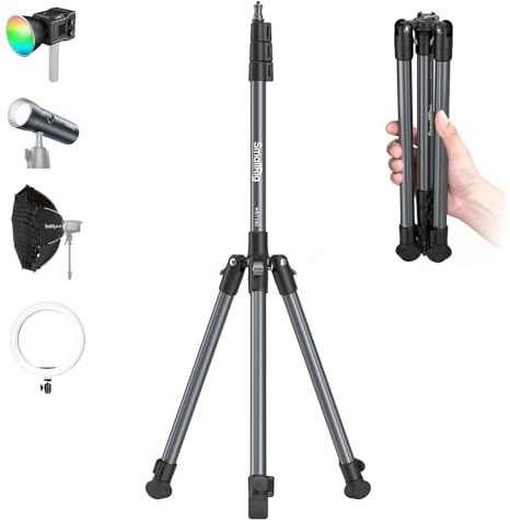 SMALLRIG 190 cm Trépied Lumière, Charge Max 4 kg, pour Lampes Torches, Anneaux Lumineux, Eclairages Vidéo LED, Eclairage COB, Trépied Pliable et Réglable, Dimensions plié 43 cm - 5475