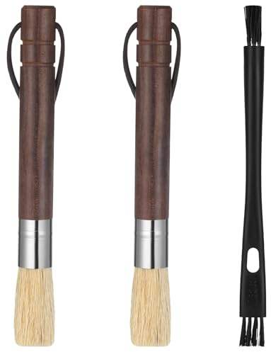 Confezione da 3 spazzole per la pulizia del macinacaffè, spazzola per macchina da caffè espresso con manico in legno e setole naturali, spazzole per la pulizia del macinacaffè per la casa, cucina