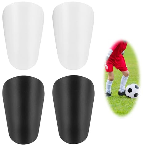 4 Pcs Mini Protège Tibia Foot, Protège-Tibias de Football Enfant S 10 x 6 cm, Mini Football Shin Pads Protege Tibias pour Football Jogging Courir Hommes Femmes Garçons Filles, Noir et Blanc