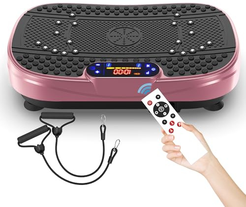 Piastra vibrante per il fitness con fasce di resistenza, fino a 120 livelli, allenamento completo per la casa, allenamento vibrante per bruciare i grassi e modellare i muscoli, compatto e compatibile