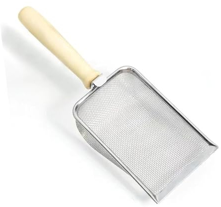 QhgPnt Cat Litter Scoop Metal, Stainless Steel Cat Litter Scooper with Durable Handle, Ideal Cat Litter Tray Scoop for Cats & Small Animals(2.8mm)