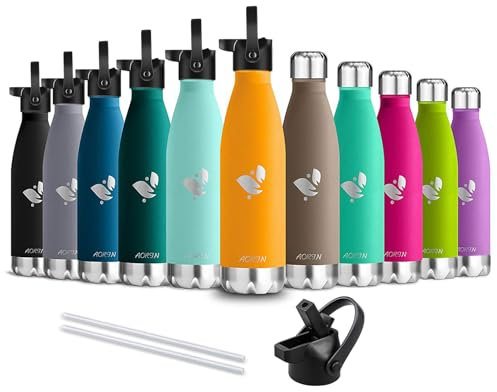 AORIN de Doble Pared con Aislamiento de Botella - 500ml - de Agua de Acero Inoxidable Proceso de Recubrimiento en Polvo, no es fácil de desprenderse, Resistencia al Rayado, fácil de Limpiar