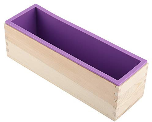 Nikou 1200 ML Rechteck Seifenformen, Flexible DIY Seifen Silikonform mit Holzbox, Silikon Handmade Werkzeug für Backen Kuchen EIS Schokolade, Zubehör für Seifenherstellng