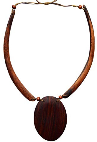 Simandra halsband I kedja av naturmaterial I träsmycke, Smycken, colore: Motiv 2