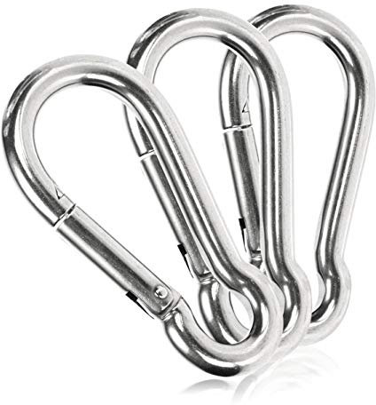 com-four® 3X Karabiner klein - Premium Karabinerhaken aus witterungsbeständigem Edelstahl 304 - Mini Karabiner mit 36 kg Tragkraft/WLL für Schlüsselanhänger, Garten, Haushalt, Handwerk - 40 x 4 mm