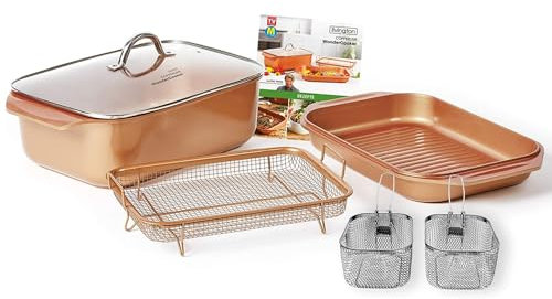 Mediashop Copperline WonderCooker 14-in-1 Küchenset Auflaufform, Grillpfanne, Bräter, Slow Cooker u. v. m. Kochgeschirr für alle Herdarten Versand Edition in neutraler Verpackung M23642