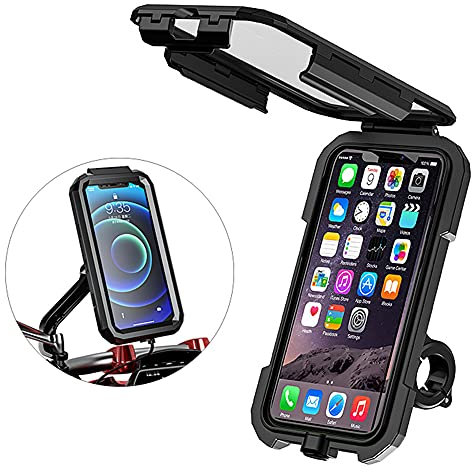 Motorbike Phone Mount, Universal Waterproof Super Sensitive 360° Rotatable Mobile Holder For 4.5-6.8 inch Smartphone