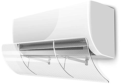 Deflettore Aria Condizionata Universale Regolabile 56-90 cm, Anti Soffio Diretto, Senza Fori, Trasparente con Supporto, Deviatore per Climatizzatore Split, per Camera da Letto e Ufficio