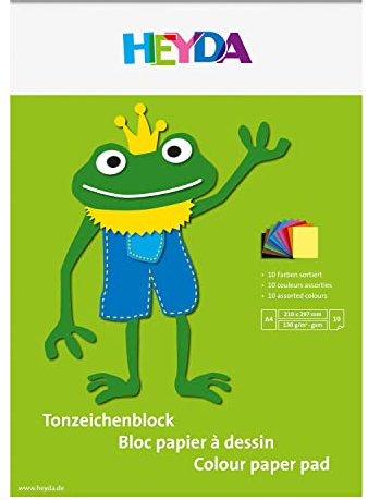 NEU Tonpapier-Block, DIN A4, 10 Blatt in sortierten Farben