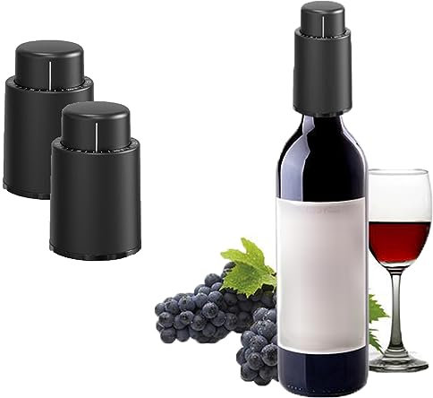 Forlush 2 Pezzi Tappo per Bottiglia Vino, Tappo Vino Sottovuoto, Pompa Vuoto per Vino, Con Scala Temporale per la Conservazione E la Freschezza Del Vino Rosso