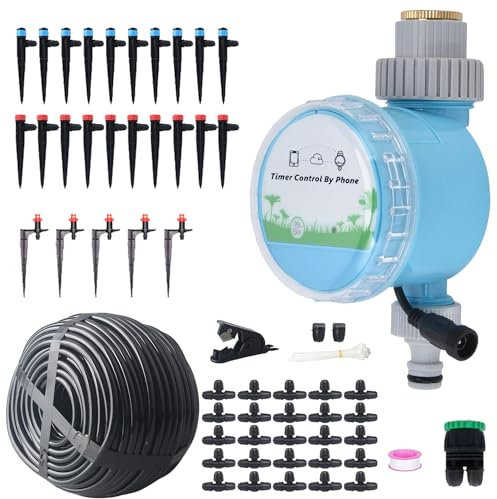 131FT/40m 25 Düsen Schlauch Tropf Bewässerungssystem mit automatischem Timer Controller Kit Pflanze Bewässerung für Pflanzen/Rasen