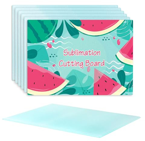 6Pack Sublimation Glass Cutting Board Blanks, Textured Tempered Glass Chopping Boards for Kitchen, Anti Slip Cutting Boards Heat Resistant Glass Plate Chopping Board for Kitchen DIY Heat Press Machine