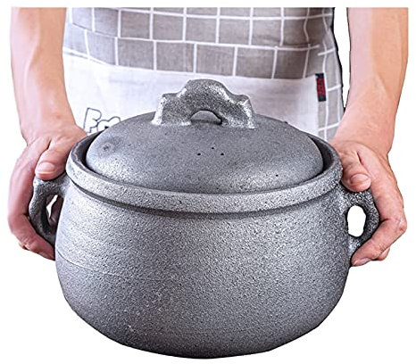 CVNIMV Cazuela De Cerámica Olla Cazuela con Tapa con Tapa Cazuela Binaural Pequeña Utensilios De Cocina Hechos A Mano Olla De Barro Resistencia A Altas Temperaturas Redonda I