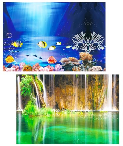 yueXinCh Aquarium Background Underwater Poster Double-sided Pattern Fishbowl Stickers Fish Tank Wall Decorations Sticker PVC Coral Aquarium Decor Backgrounds Underwater Poster 62 * 30 cm