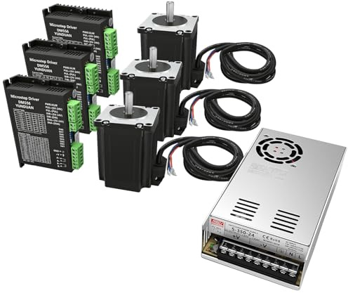 Stegmotor, 3 axlar, Nema 23, 57 mm, i kit, 2-fas, 4,8 kg (170 oz), 3A-stegmotordrivrutin, 350 W-strömförsörjning, 350W-kontrollkort för maskingravering, CNC-styrenhetskit