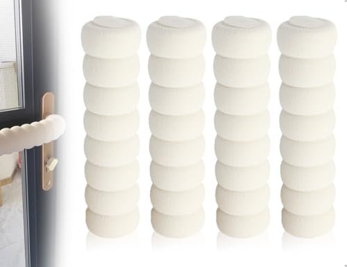 Emezddo 4 piezas amortiguador de manija de puerta,protección de manija de puerta de espuma,tope de manija de puerta,cubiertas de manija,para proteger puertas de habitaciones,paredes y muebles(blanco)